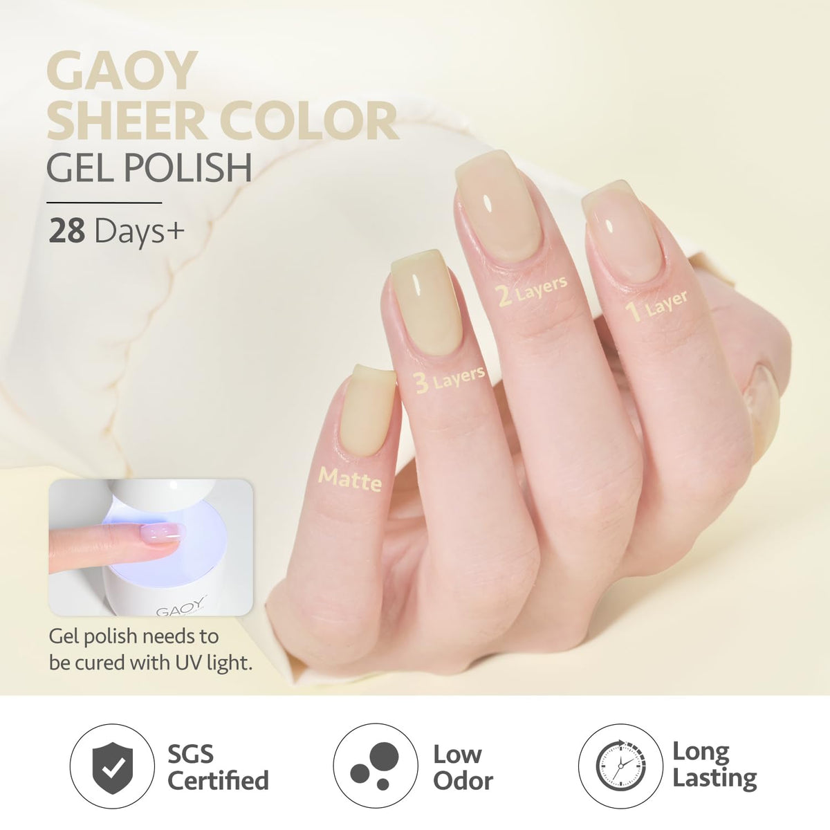 GAOY lifestyle shot with summer nails highlighting durable glossy look