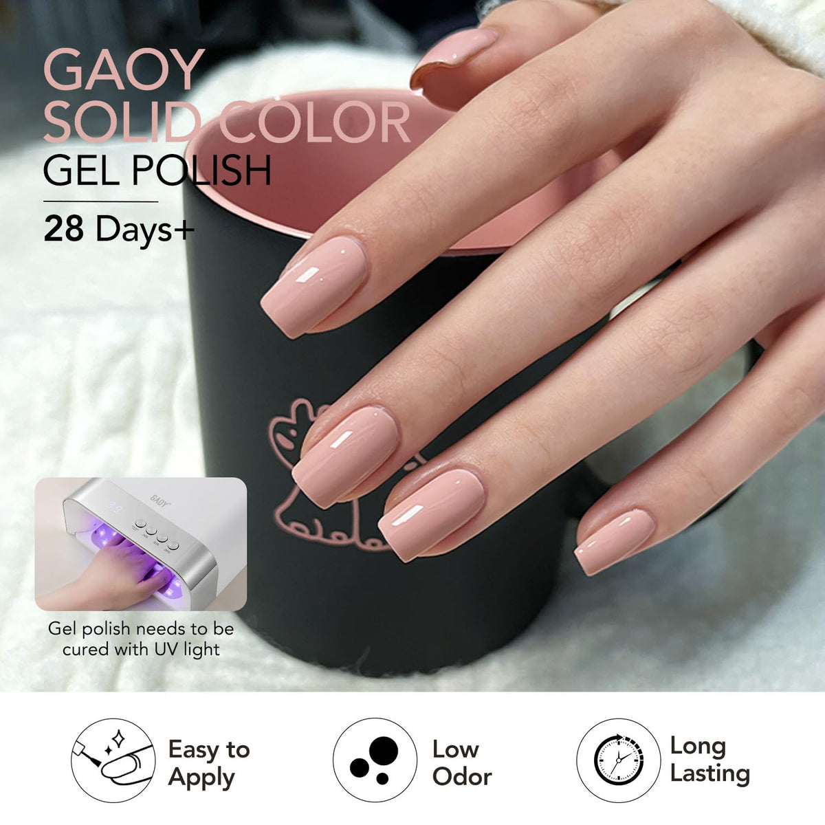 GAOY bottle next to hand to show size and travel-friendly benefit