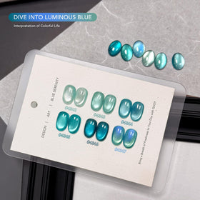 GAOY magnet held above nail swatch creating cat eye stripe, demonstrating precise magnetic effect