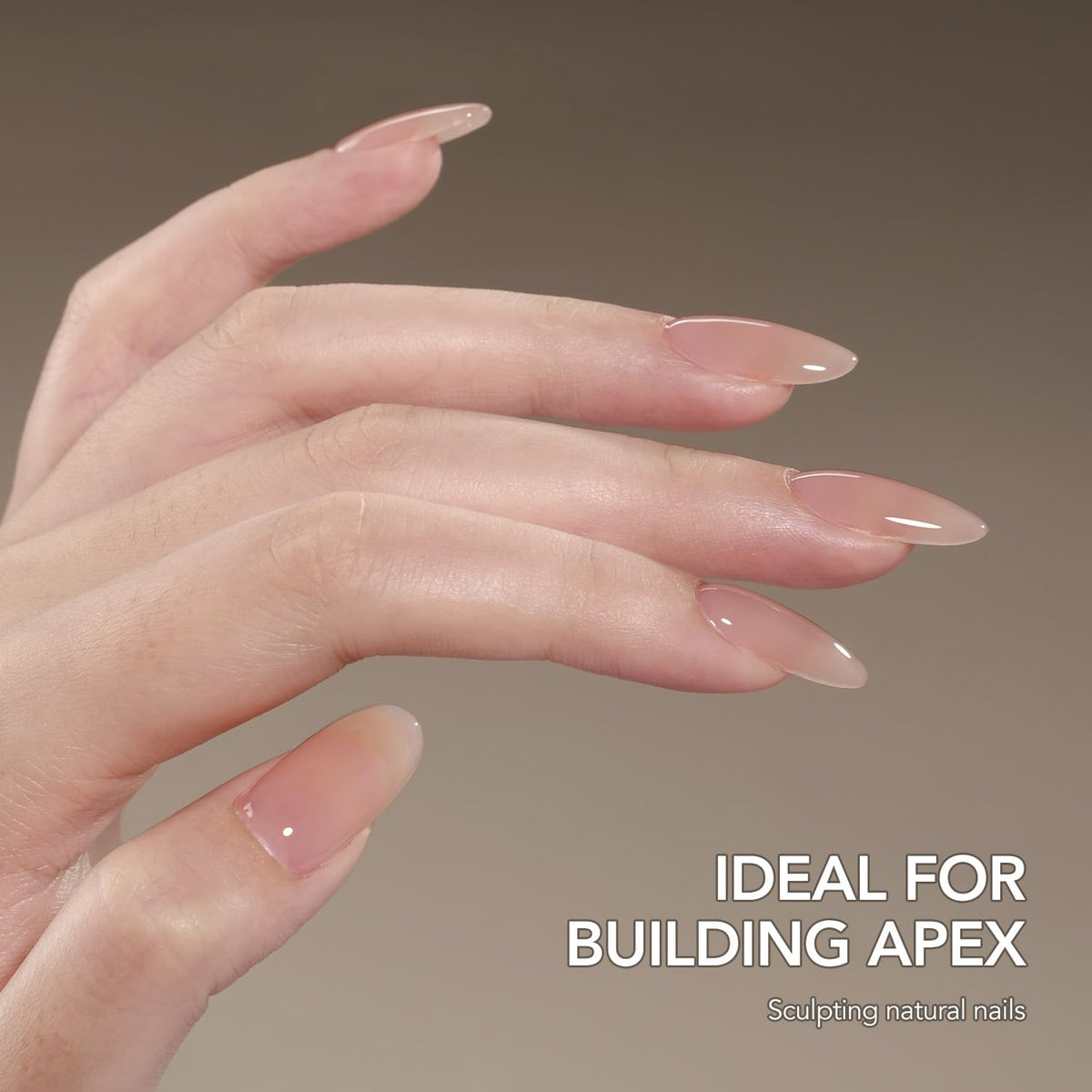 GAOY nail application in progress demonstrating gel shaping under lamp for stronger nails