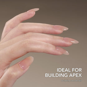 GAOY nail application in progress demonstrating gel shaping under lamp for stronger nails