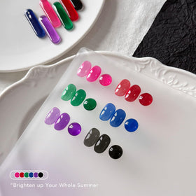 GAOY nail art in use on hand illustrating layered translucent finish