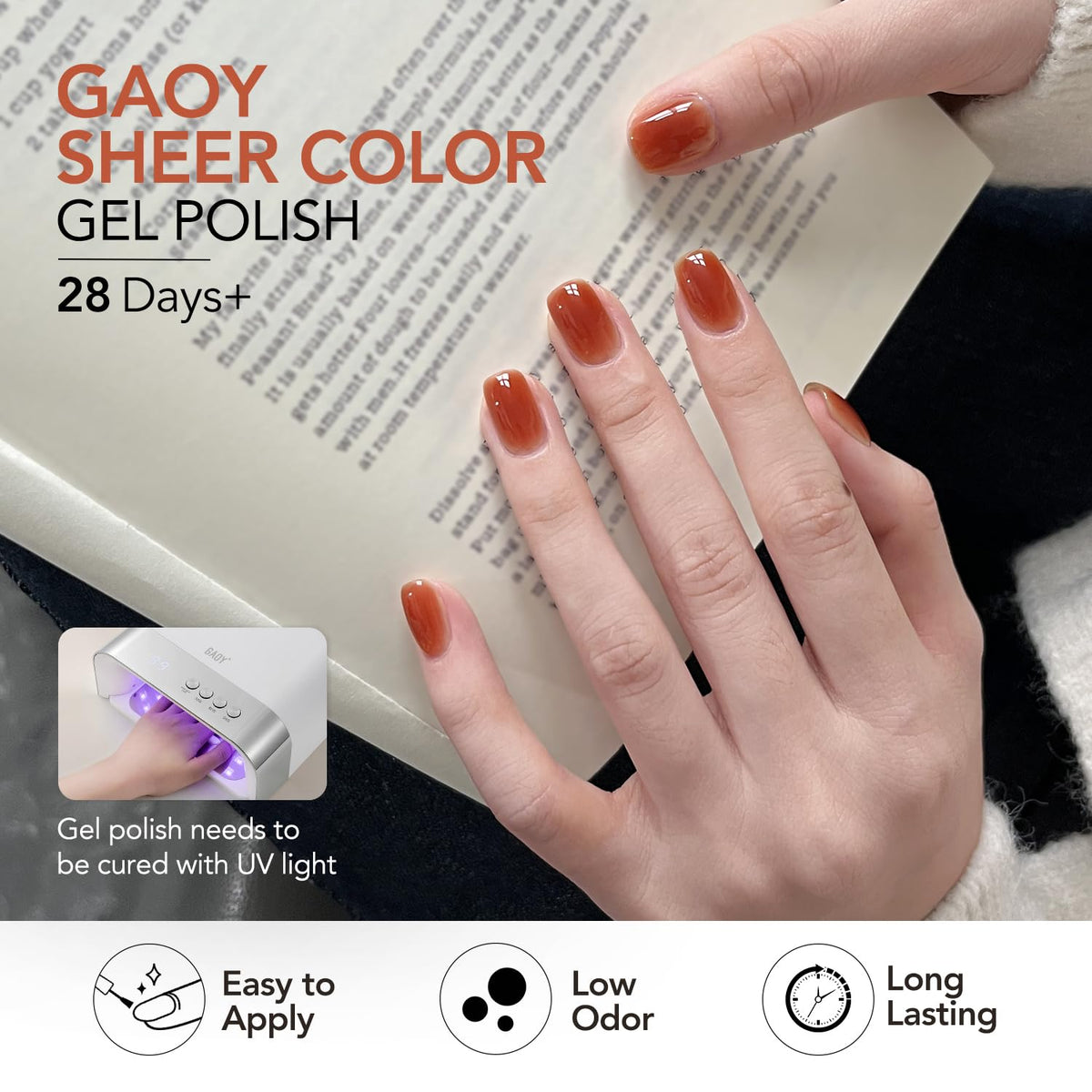 GAOY nail art layered finishes showcasing mixed colors and glossy top coat durability