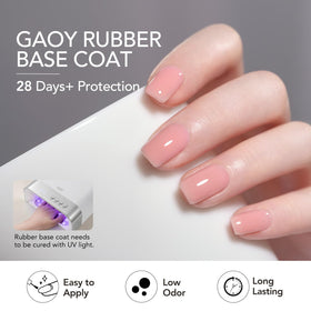 GAOY nail before and after comparison, visible strengthening and natural finish