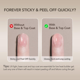 GAOY before and after nails showing strengthened, glossy overlays and improved durability