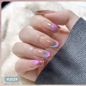 GAOY nail swatches pink and green holographic glitter showing color shift