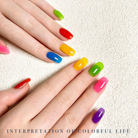 GAOY nails in use with ombré manicure showing layered neon effect and shine