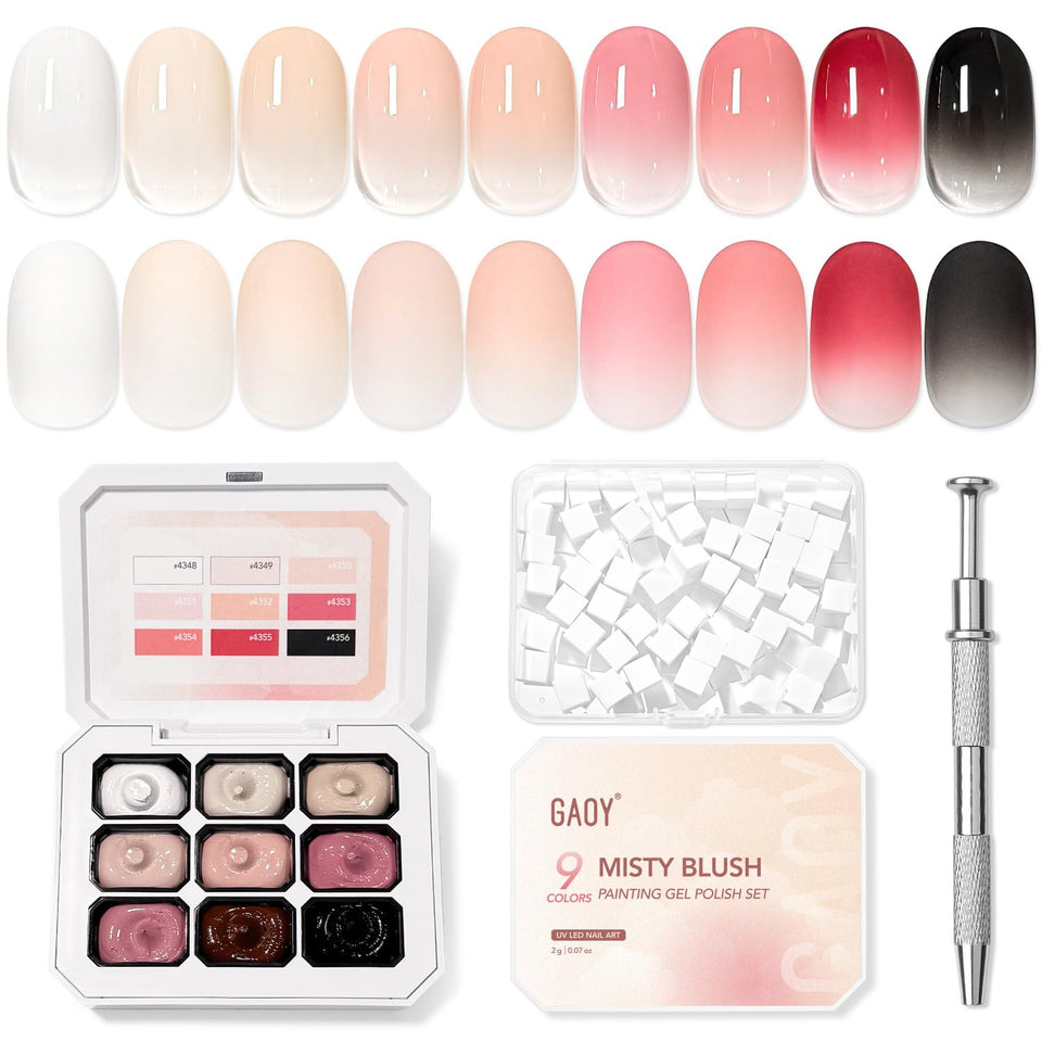 GAOY ombre kit front view showing nine jars and storage case for neat organization