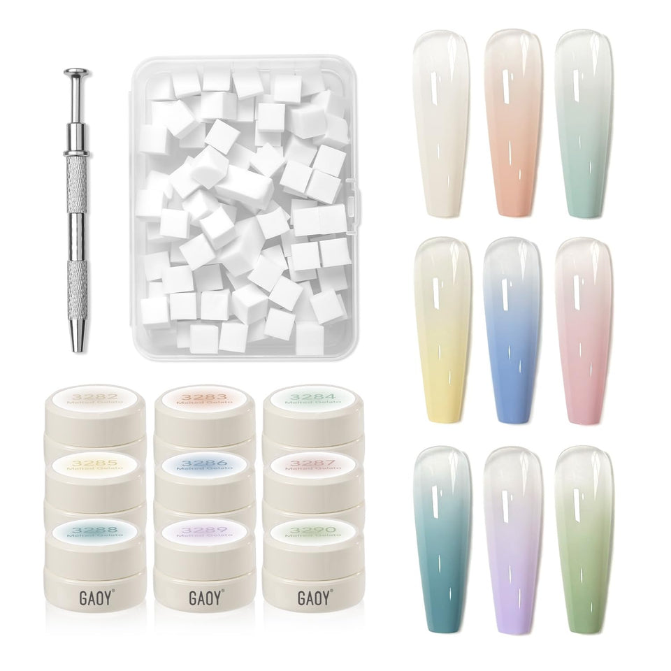 GAOY kit front packaging showing all nine gel pots and tools for easy gradients