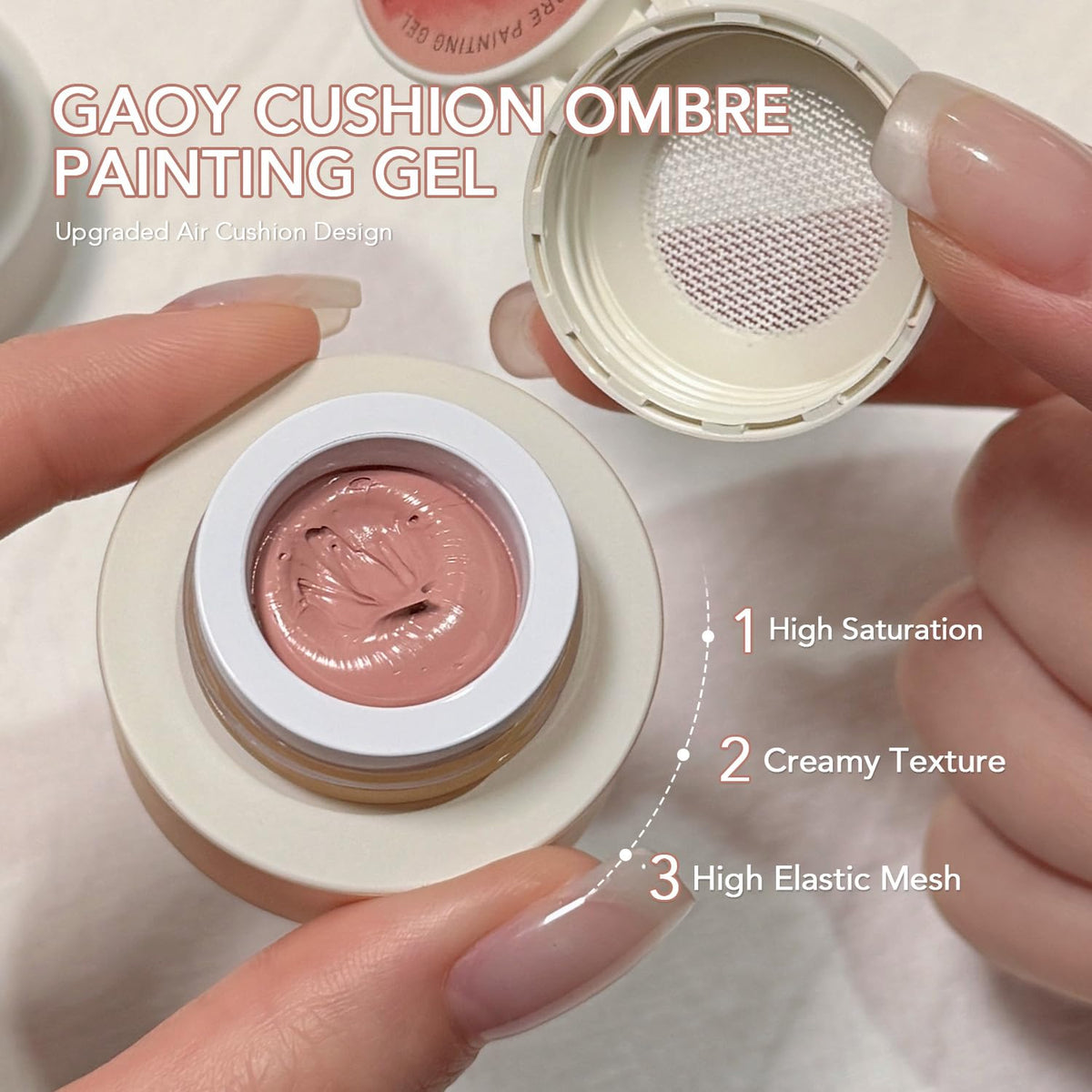 GAOY open jars displaying six gradient gel colors for versatile looks