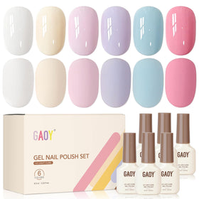 GAOY gel polish full kit front view showing six pastel bottles for easy selection