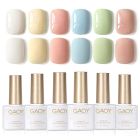 GAOY pastel set flat lay showing six bottles for easy color selection