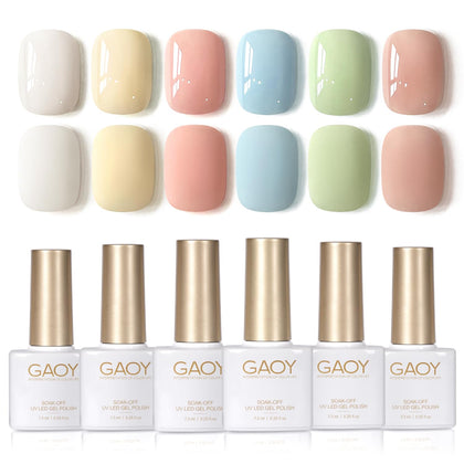 GAOY pastel set flat lay showing six bottles for easy color selection