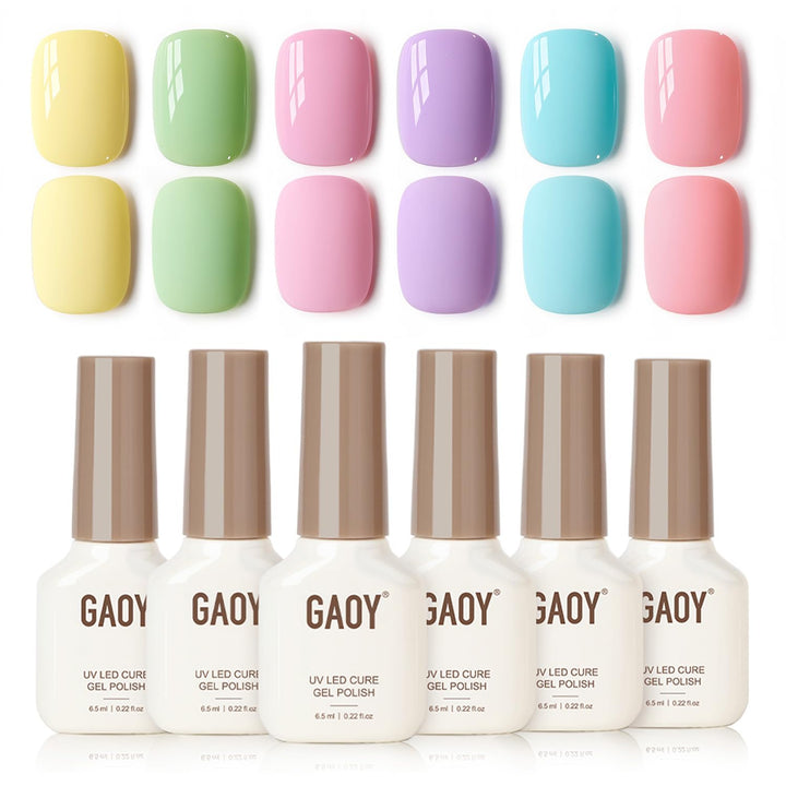 GAOY pastel gel set front packaging showing six bottles and neat layout for easy selection