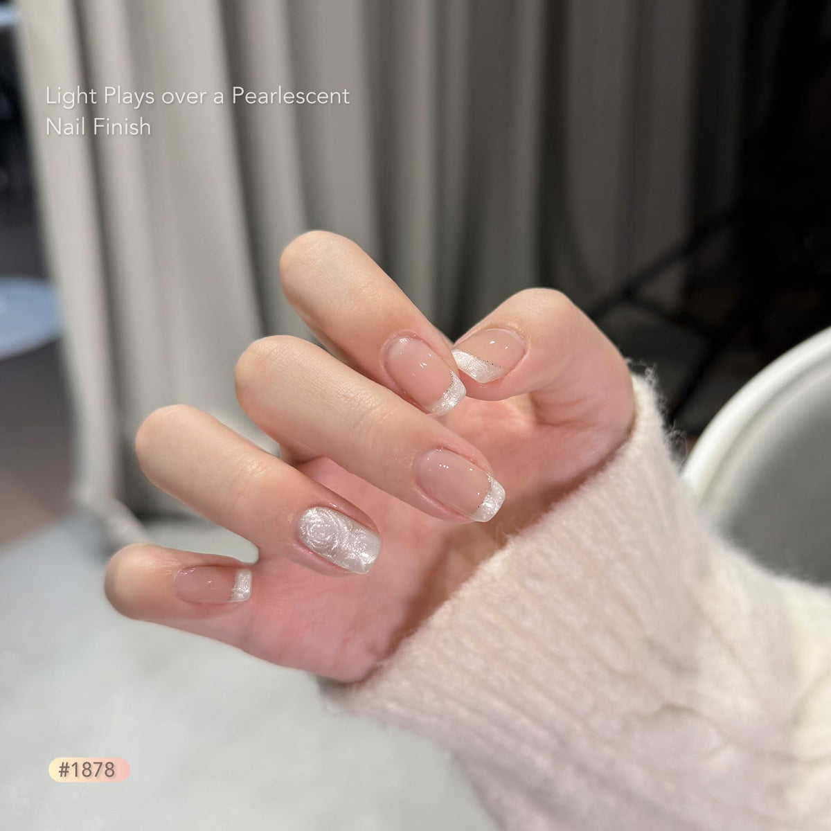 GAOY color swatches on a nail wheel showing six shimmering pink, white and purple shades