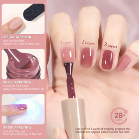 GAOY in-salon manicure scene showing professional application and glossy result