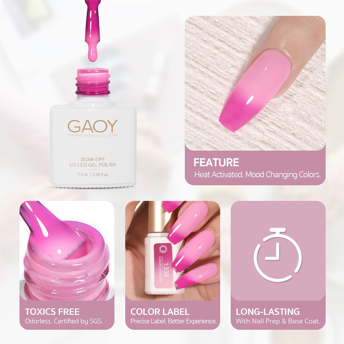 GAOY scale size comparison with hand showing bottle volume and travel convenience