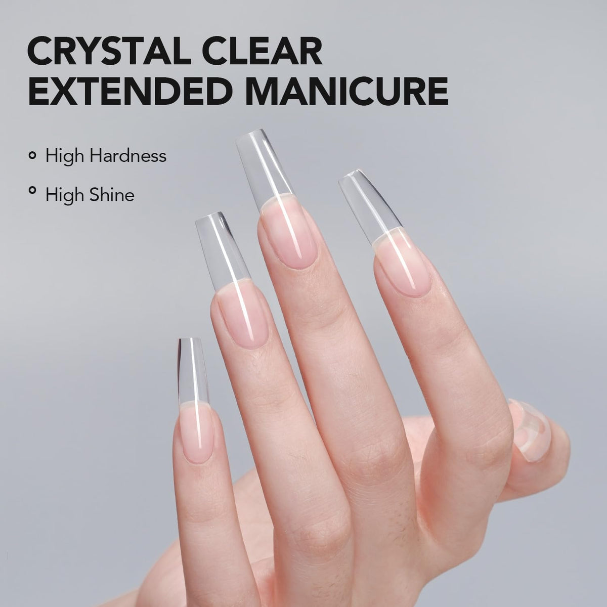 GAOY sculpted clear extension close-up showing strong natural-looking arch