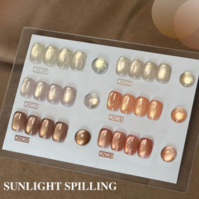 GAOY shade swatches fan displaying silver brown pink coral holographic choices for color planning
