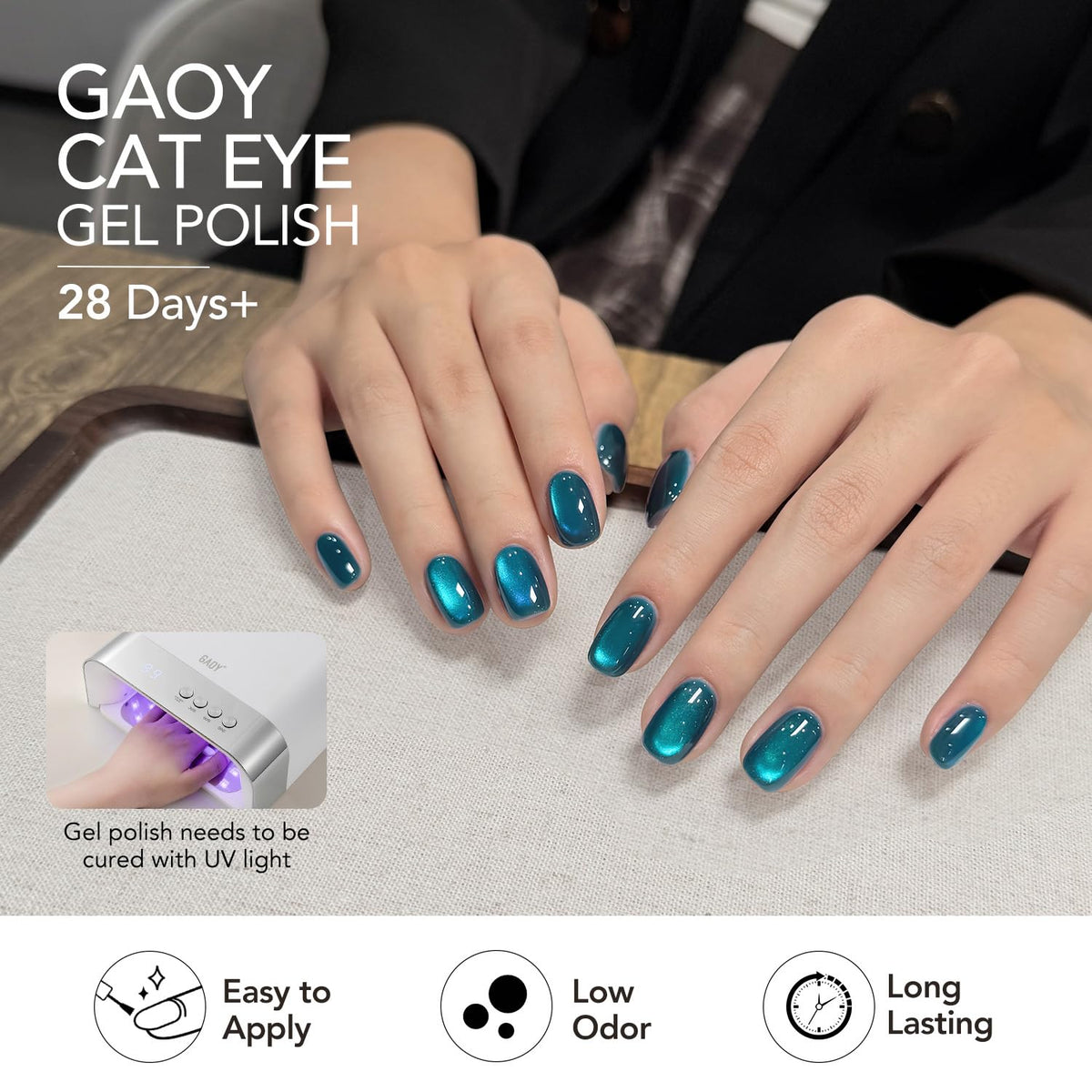 GAOY six holographic shades arranged top-down, highlighting color range for creative layering