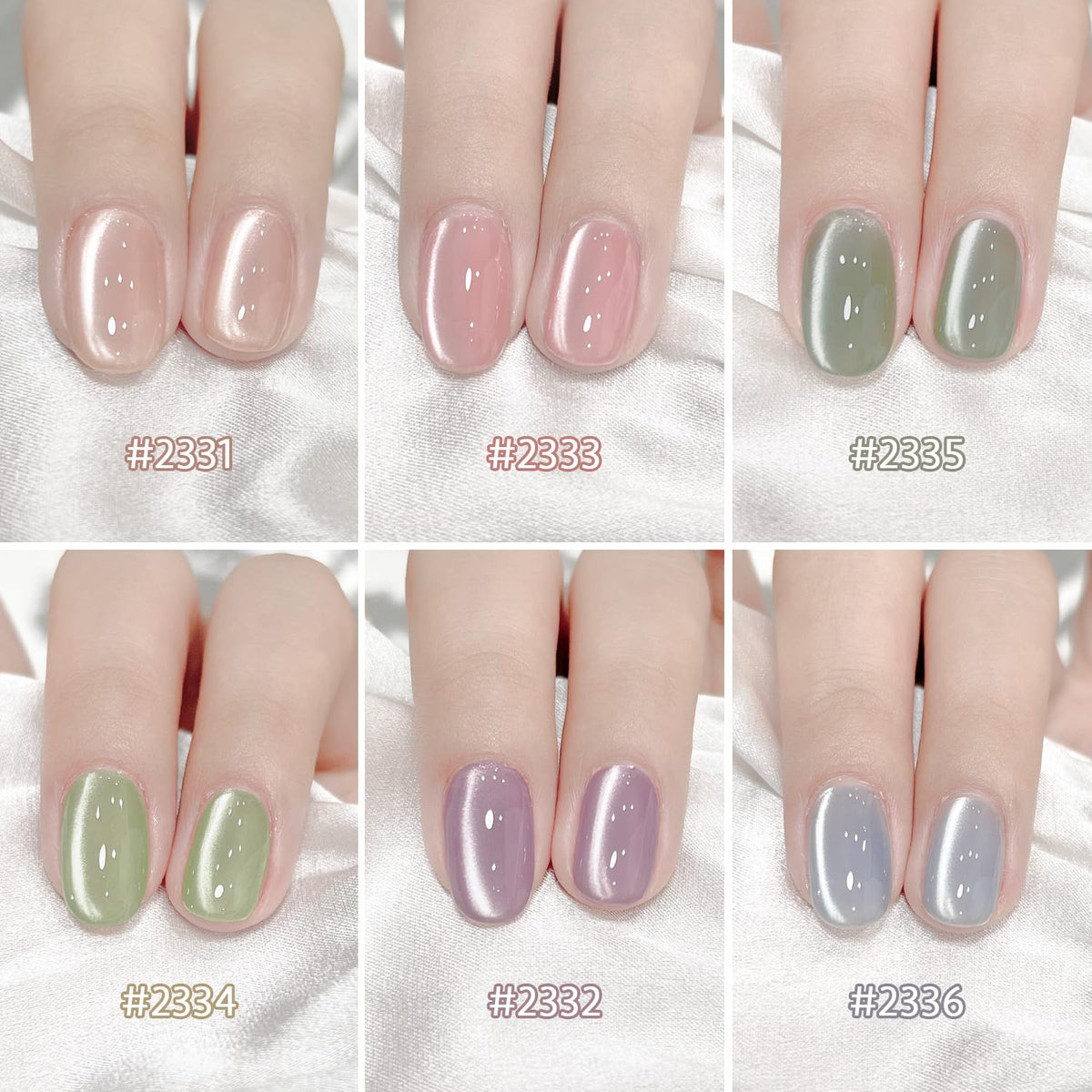 GAOY six holographic shades lined up highlighting color shift benefits