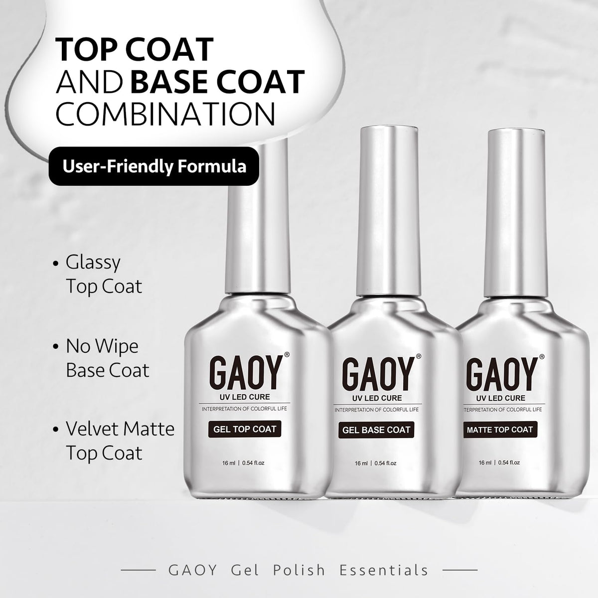 GAOY size comparison with hand shows 16ml bottles provide longer use per bottle