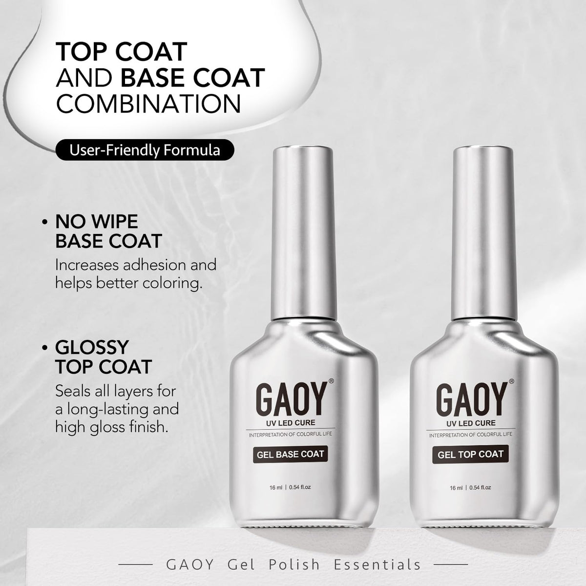 GAOY size scale next to ruler showing 16ml bottles for travel convenience