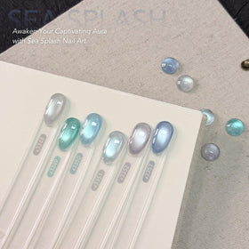 GAOY swatch panel of six silver blue green holographic shades showing color range