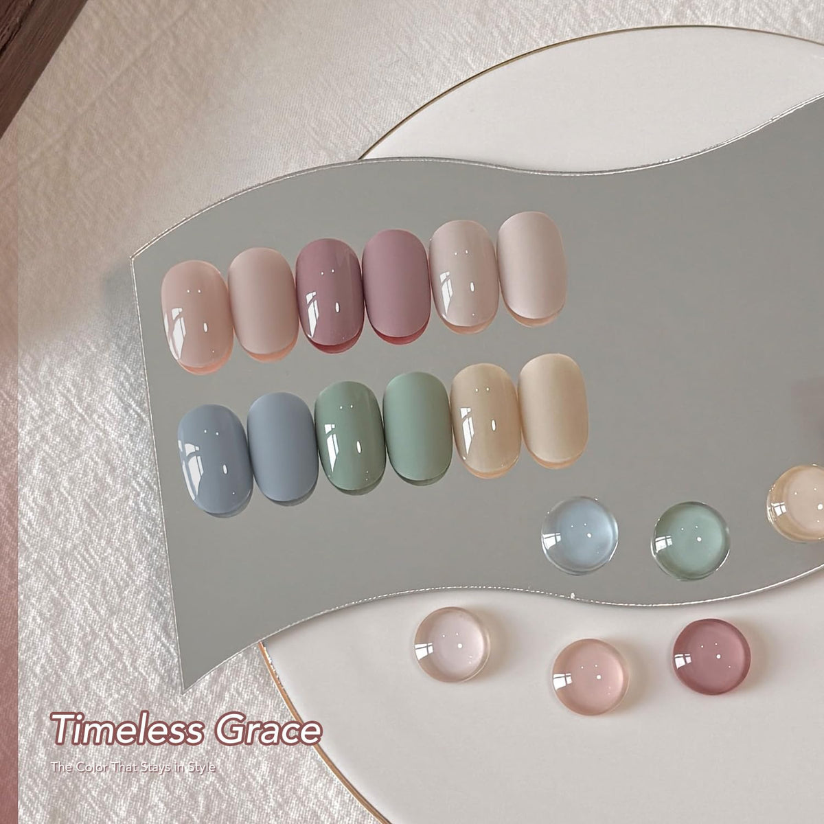 GAOY swatch strip displaying six neutral shades for color planning benefit