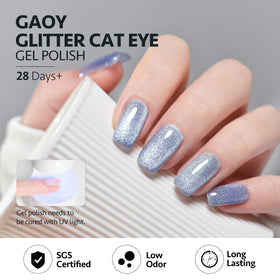 GAOY swatch strips of all six shades showing reflective finishes and selection guidance benefit
