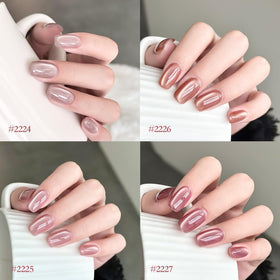 GAOY swatch table of six cured shades on nail tips, displays color variety benefit