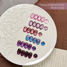 GAOY swatch wheel displaying six iridescent purple shades for color selection
