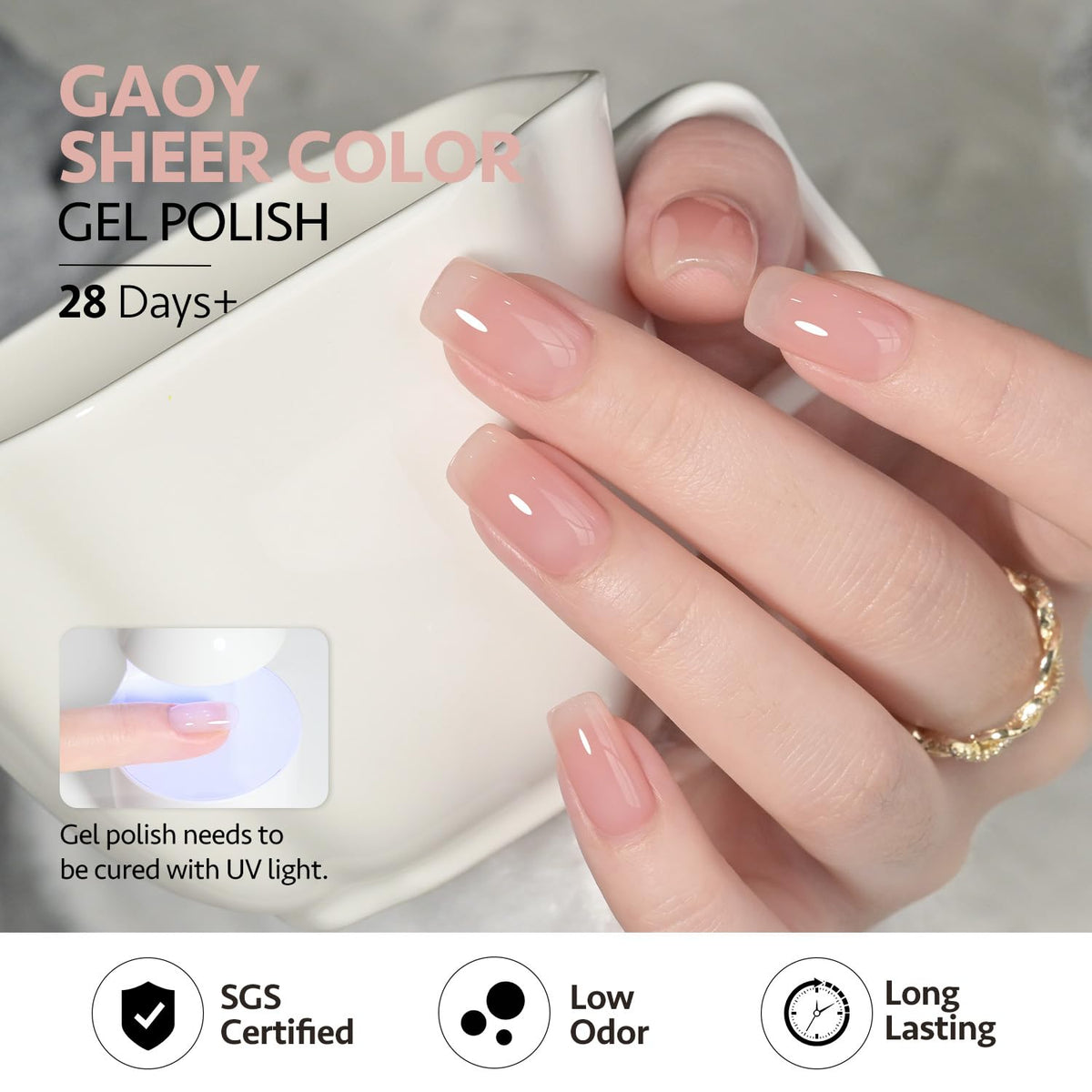GAOY texture close-up of a thin clear layer demonstrating glossy, streak-free coverage