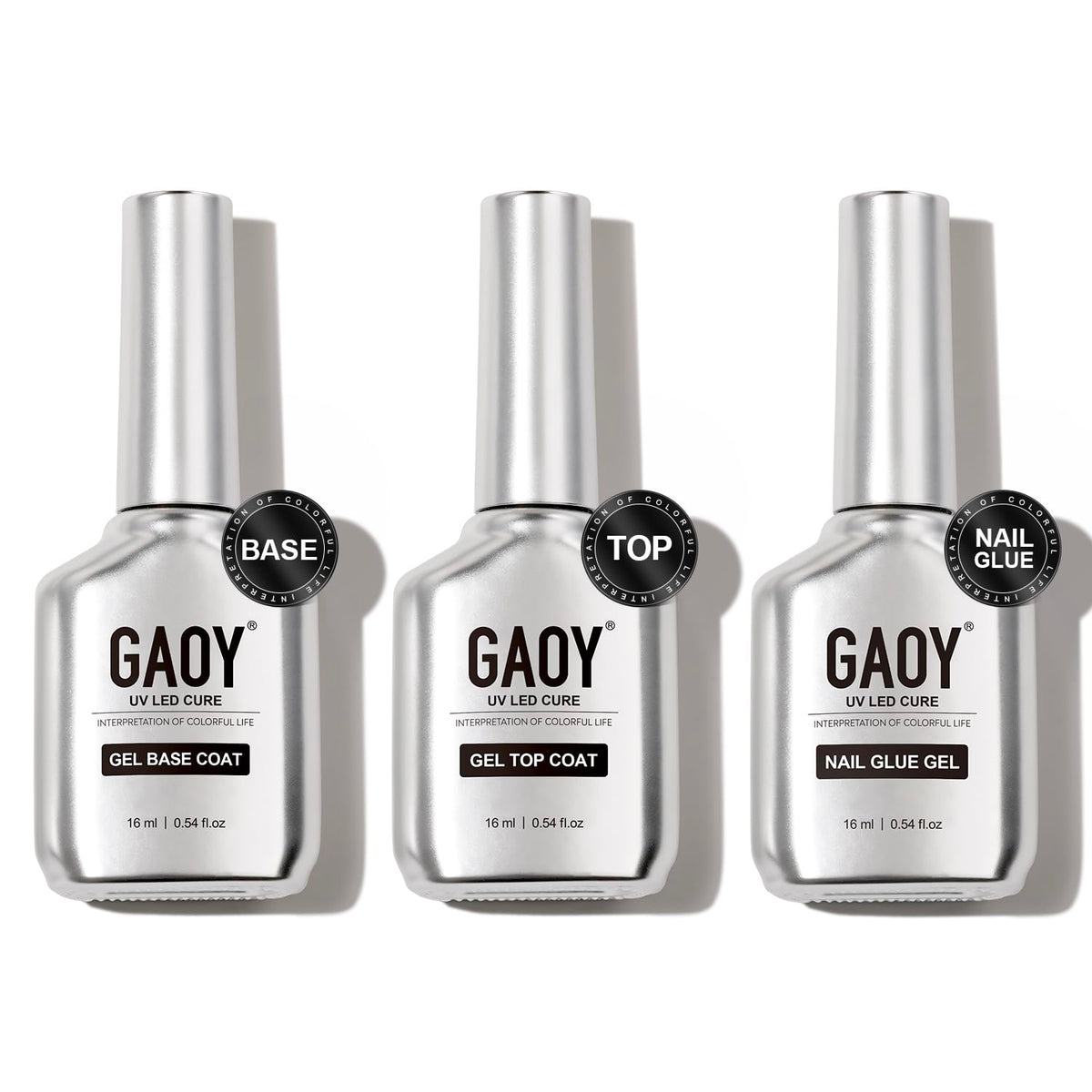 GAOY three-piece kit front view showing bottles and chrome design for salon-ready results