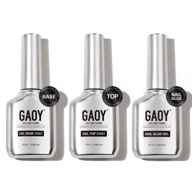 GAOY three-piece kit front view showing bottles and chrome design for salon-ready results