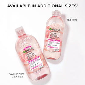 Garnier micellar water in bathroom setting for convenient daily skincare routine