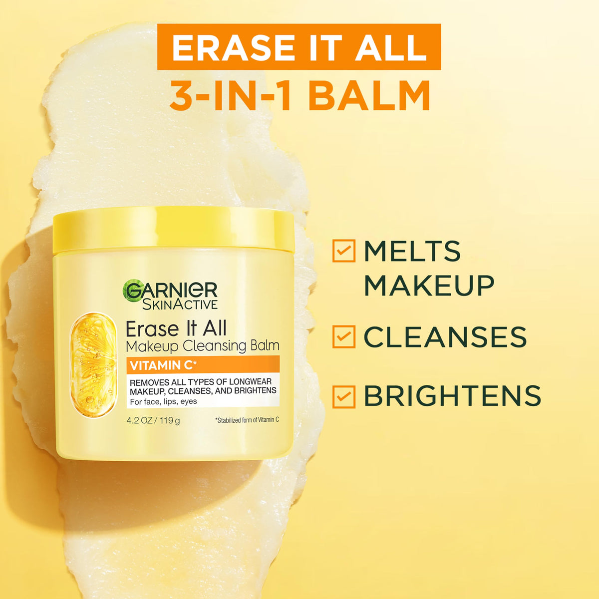 Garnier close-up of balm texture illustrating creamy, non-greasy formula benefit