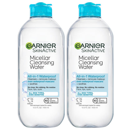 Garnier front packaging showing 400ml bottle and clear formula for quick cleansing benefit