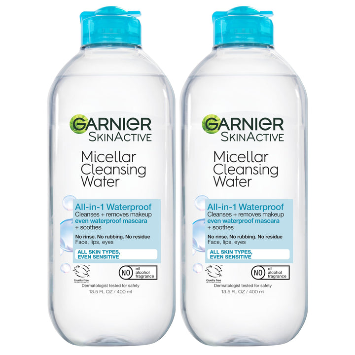 Garnier front packaging showing 400ml bottle and clear formula for quick cleansing benefit