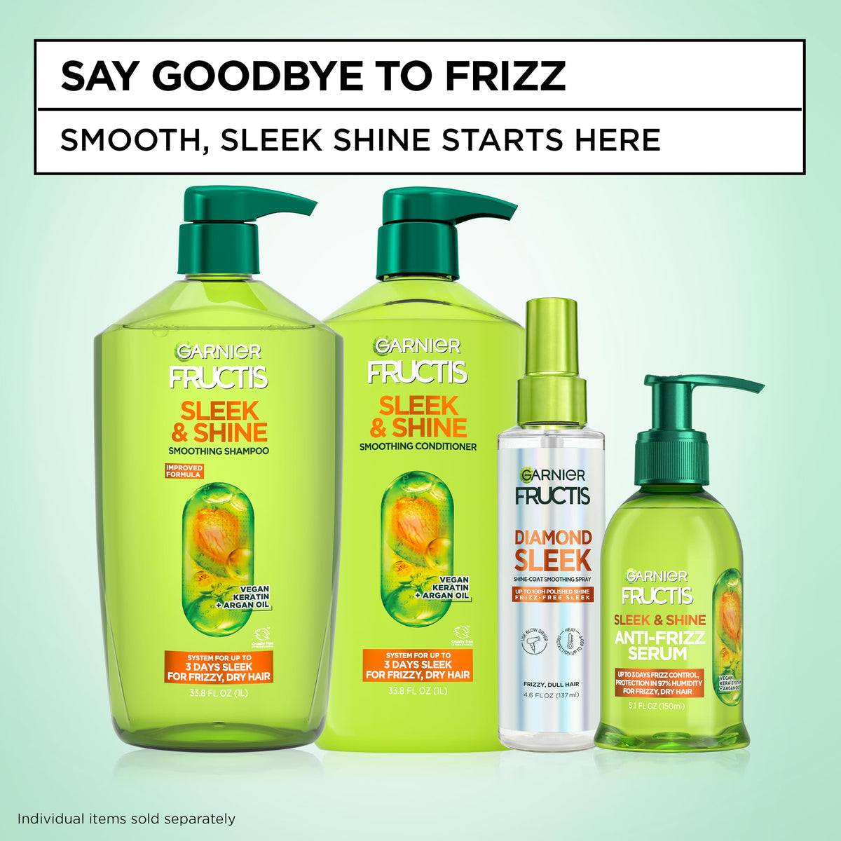 Garnier Fructis application on damp hair for pre-styling frizz control