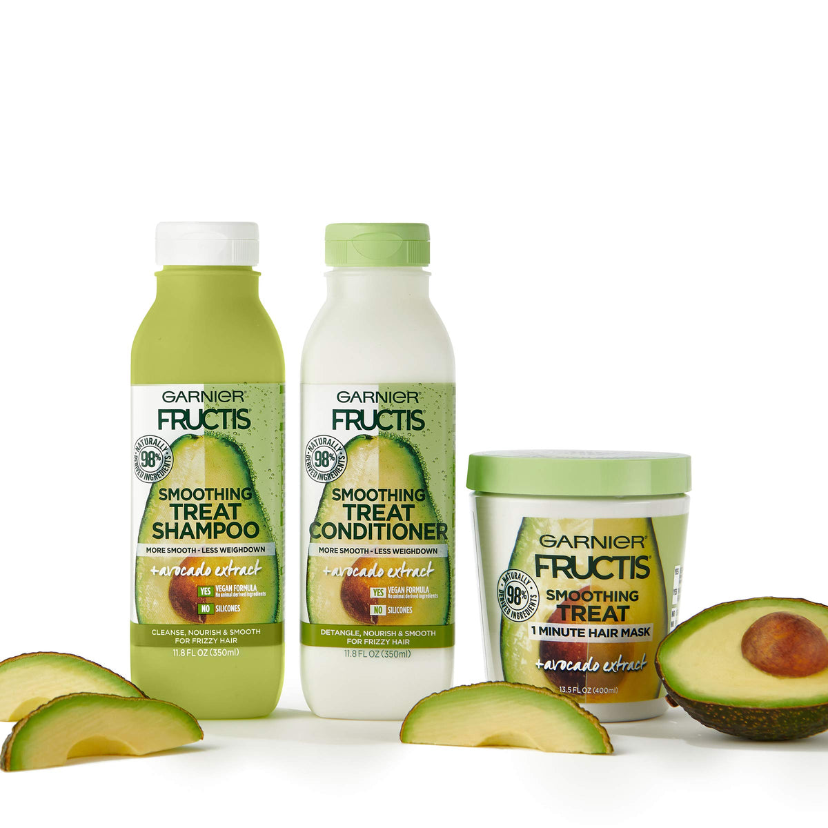 Garnier Fructis before and after smoothing frizzy hair for visible results