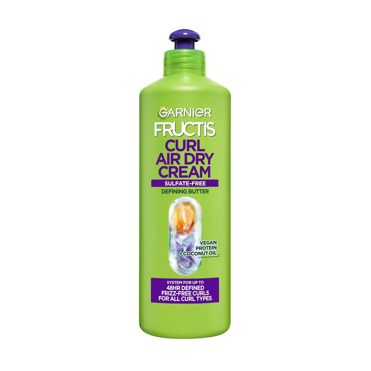 Garnier Fructis front packaging showing product benefits and size