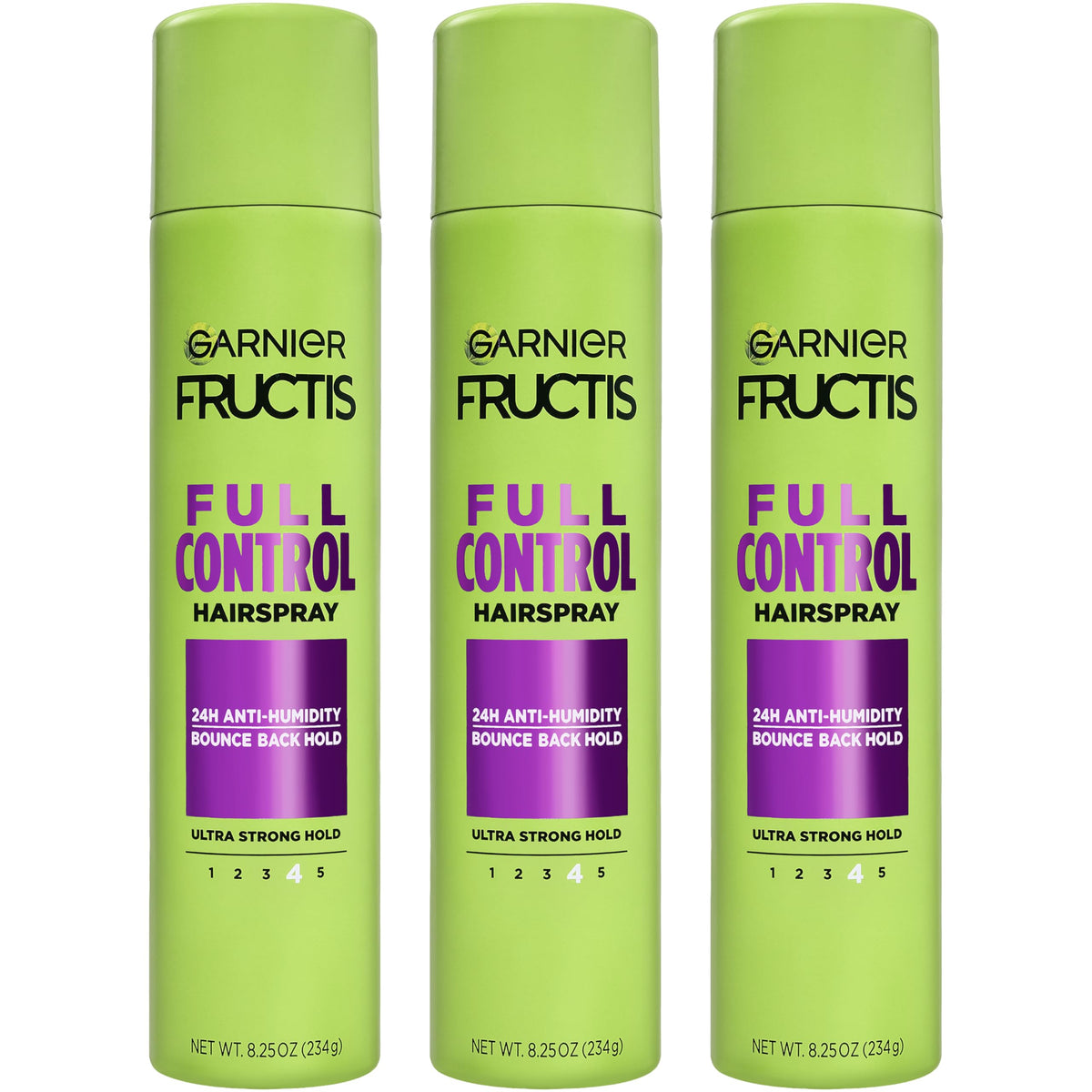 Garnier Fructis front packaging showing product and size for quick identification and strong hold