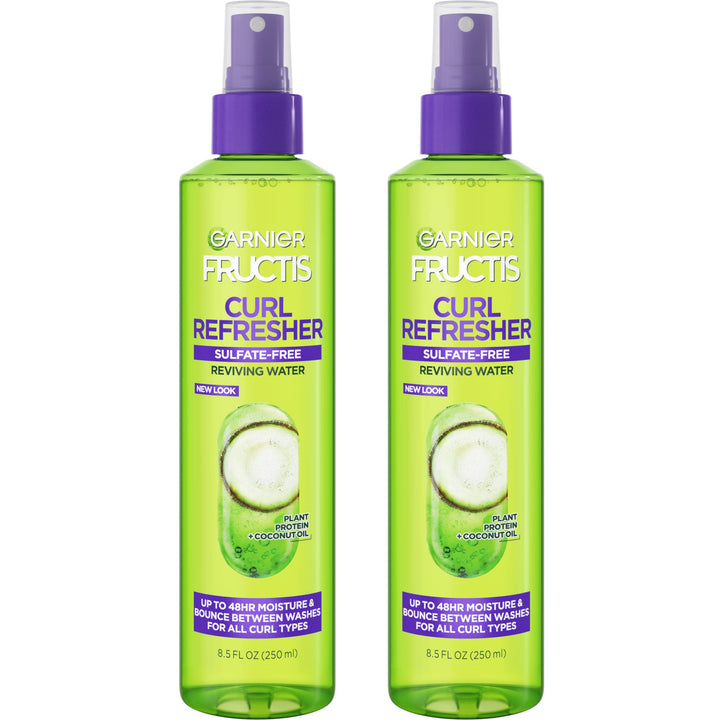 Garnier Fructis front packaging showing two 8.5 oz bottles and product benefit