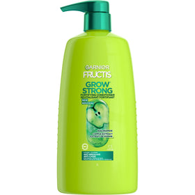 Garnier Fructis bottle front view showing label and size, communicates value