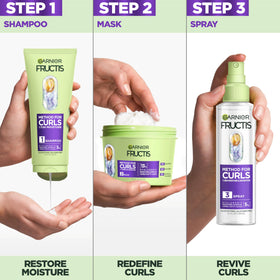 Garnier Fructis mask close-up of ingredients label highlighting hyaluronic moisture complex benefit