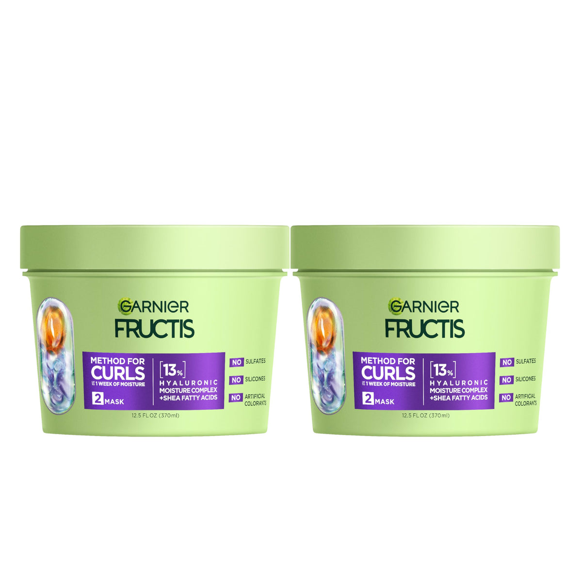 Garnier Fructis mask front packaging showing jar and label, clear product identity benefit