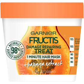 Garnier Fructis front packaging showing papaya mask and benefits