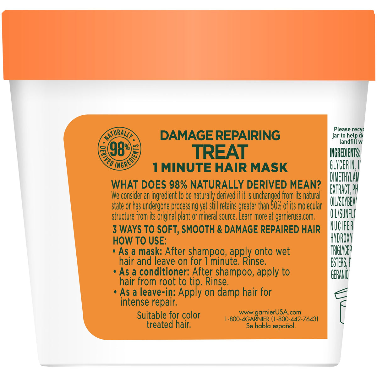 Garnier Fructis open jar with creamy papaya mask for easy use