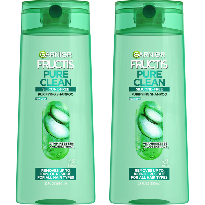 Garnier Fructis front packaging showing recyclable bottle and cleansing benefits